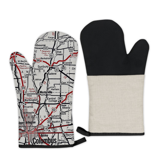 Westerville, Ohio vintage map oven mitt