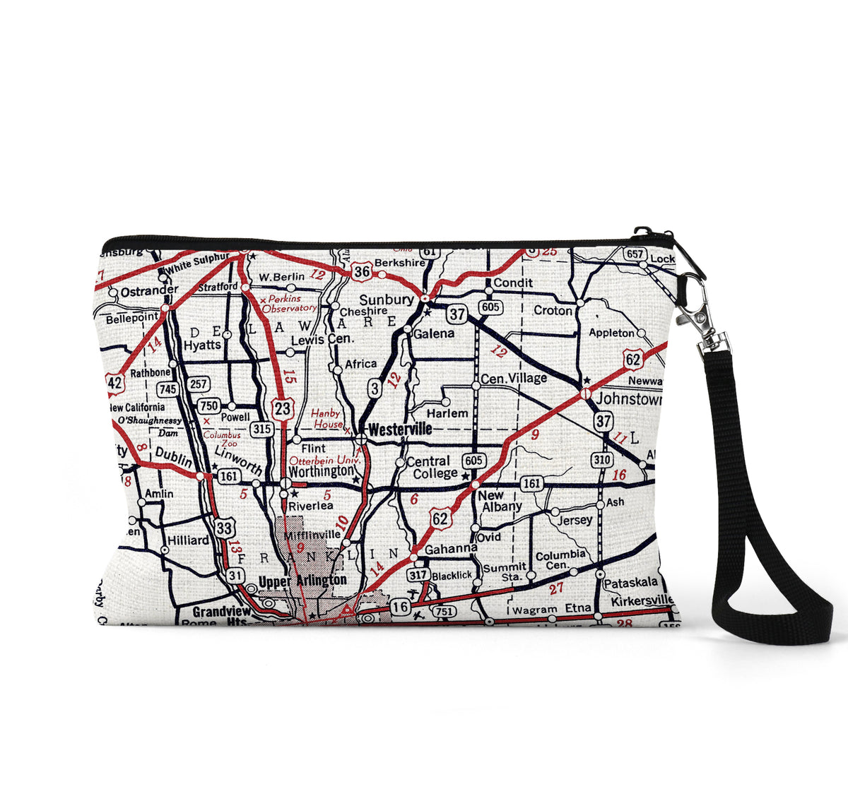 Westerville Ohio Map Travel Pouch Wristlet