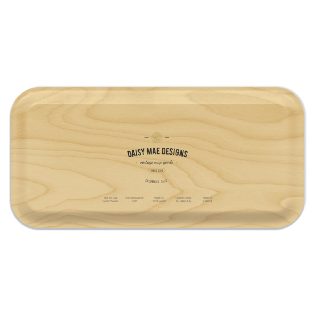 Grand Canyon Vintage Map Birchwood Tray – 11" x 5" Trinket Dish