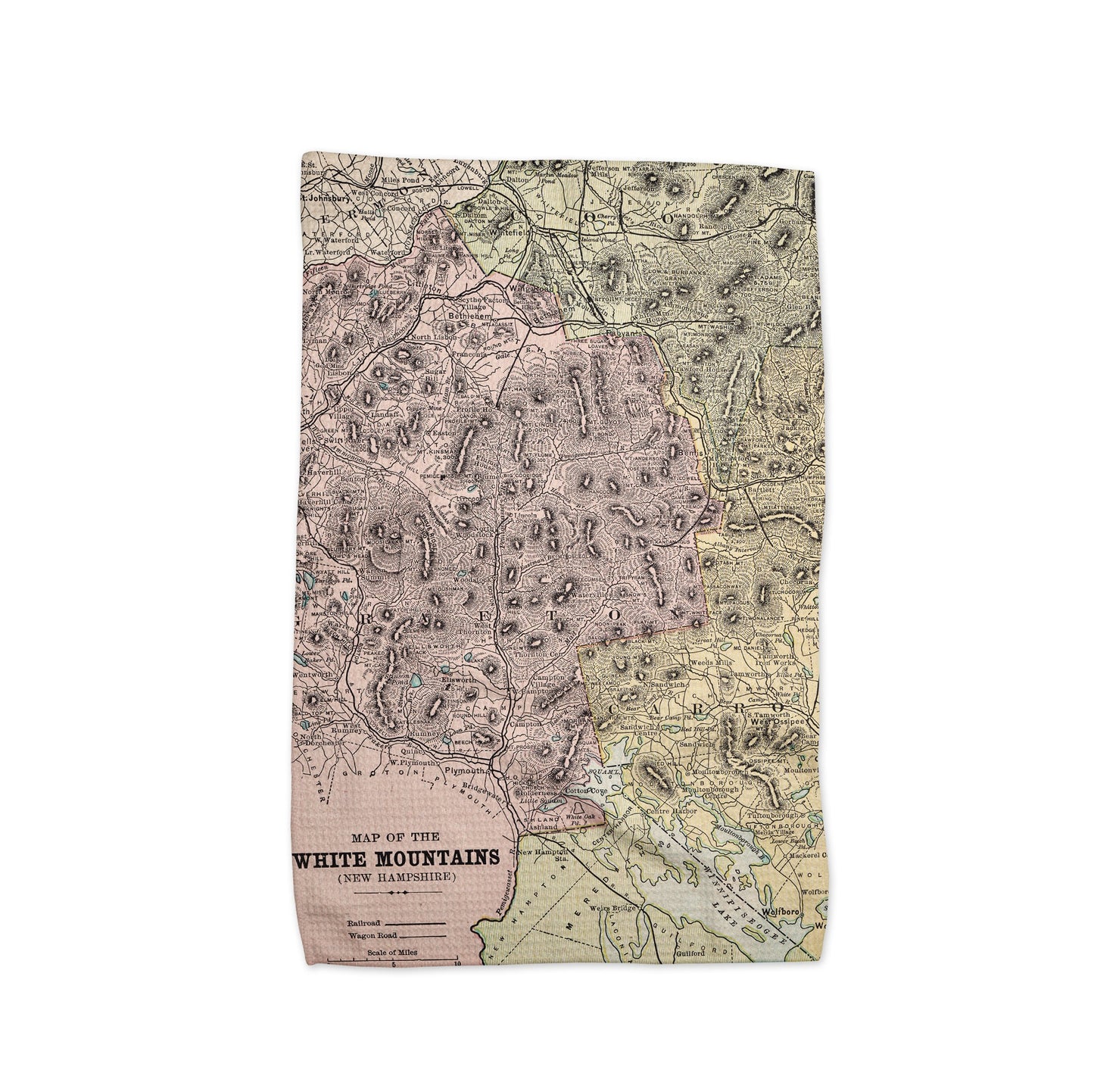 White Mountains New Hampshire Map Tea Towel | Waffle-Weave Kitchen Towel Gift