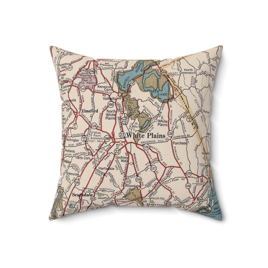 White Plains New York vintage map pillow