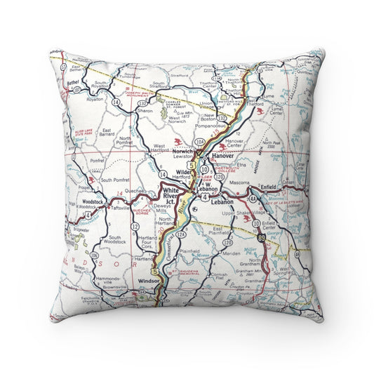 White River Junction Vermont vintage map pillow