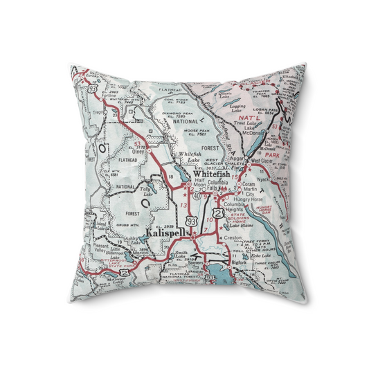 Whitefish Montana vintage map pillow