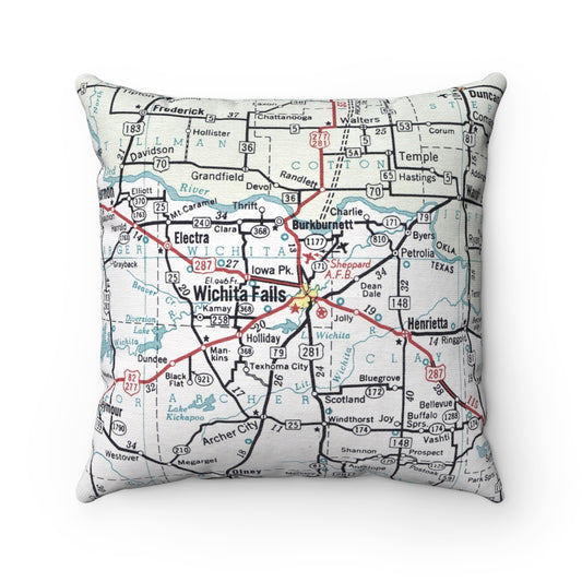 Wichita Falls Texas vintage map pillow