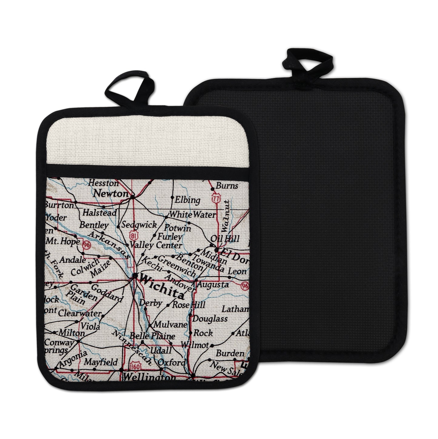 Wichita Kansas vintage map hot pad kitchen decor