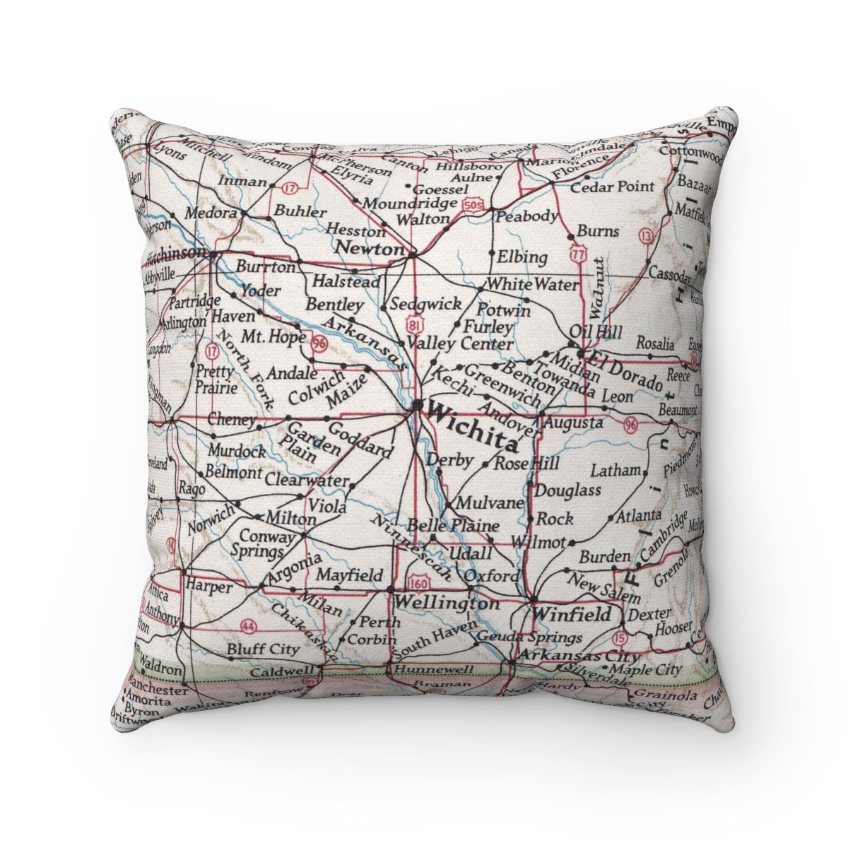 Wichita Kansas vintage map pillow