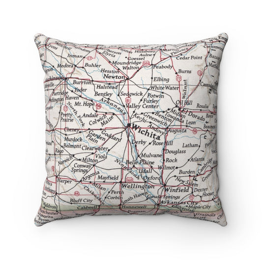 Wichita Kansas vintage map pillow