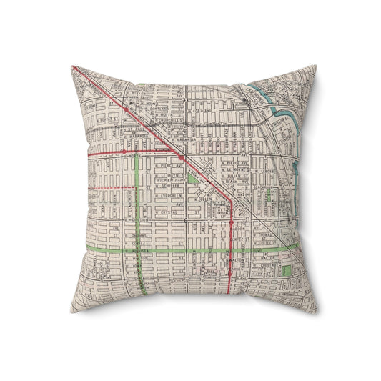 Wicker Park Chicago Map Throw Pillow | Vintage Chicago Neighborhood Home Decor