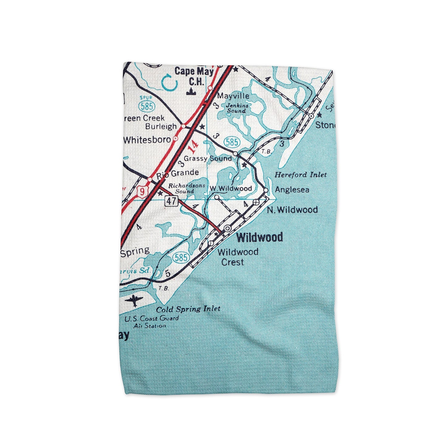 Wildwood New Jersey Vintage Map Kitchen Towel