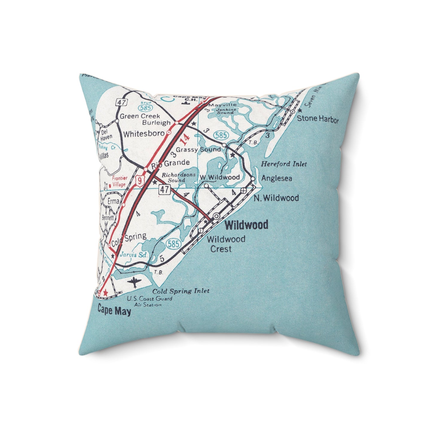 Wildwood New Jersey vintage map pillow
