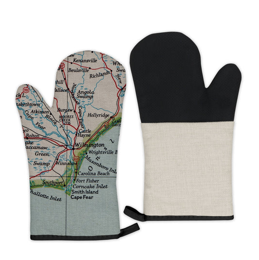 Wilmington, North Carolina Map Oven Mitt | Vintage-Inspired Kitchen Gift