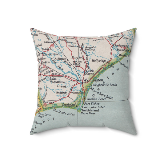 Wilmington North Carolina vintage map pillow