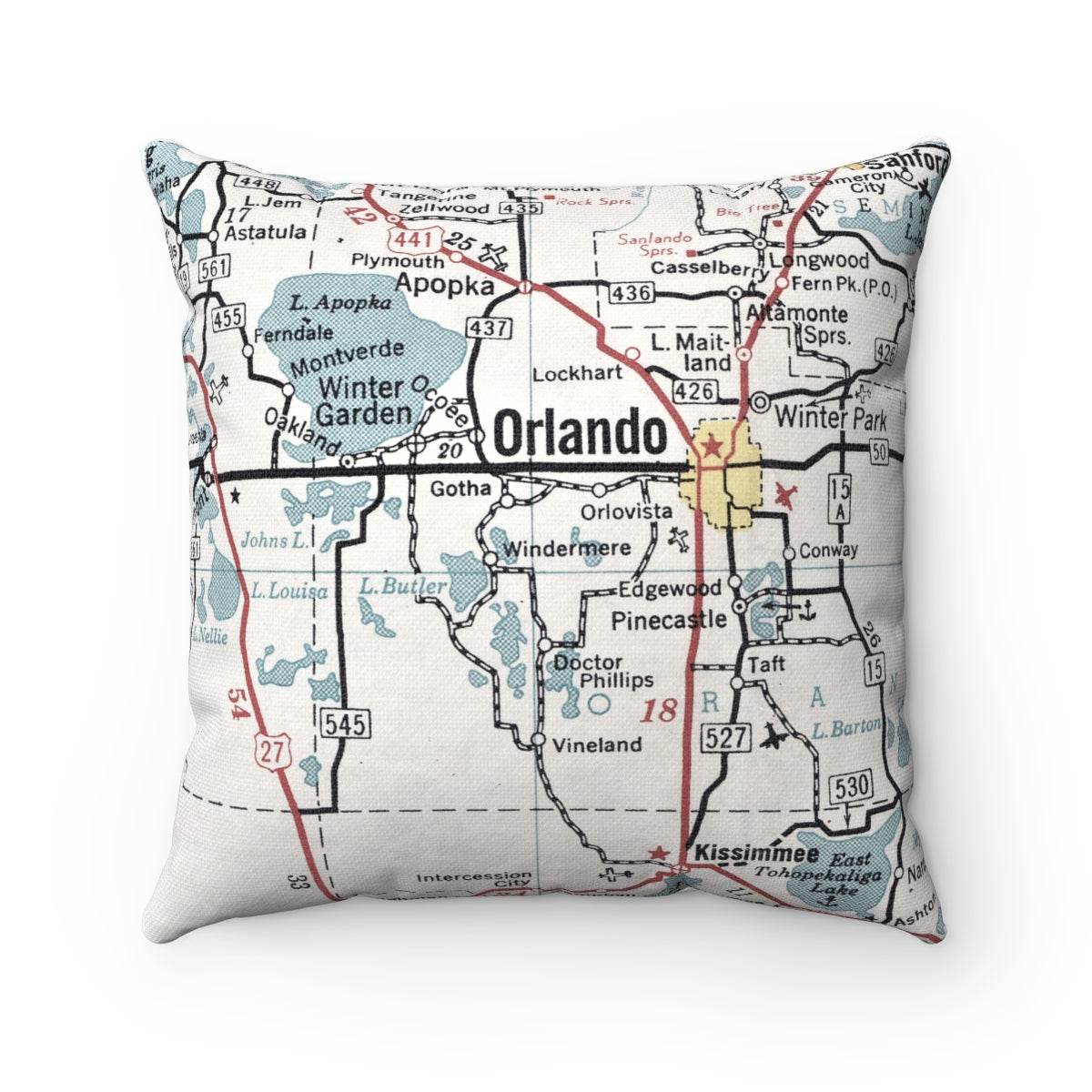 Windermere Florida vintage map pillow