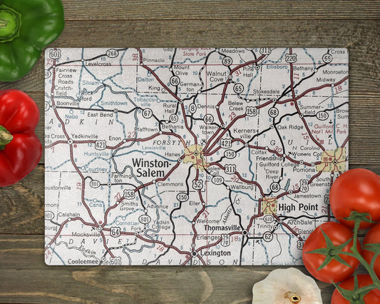 Winston Salem North Carolina Map Cutting Board | Travel Gift | Kitchen Decor