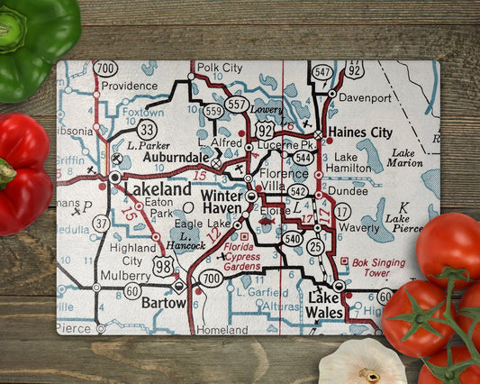 Winter Haven Florida Map Cutting Board | Travel Gift | Kitchen Decor