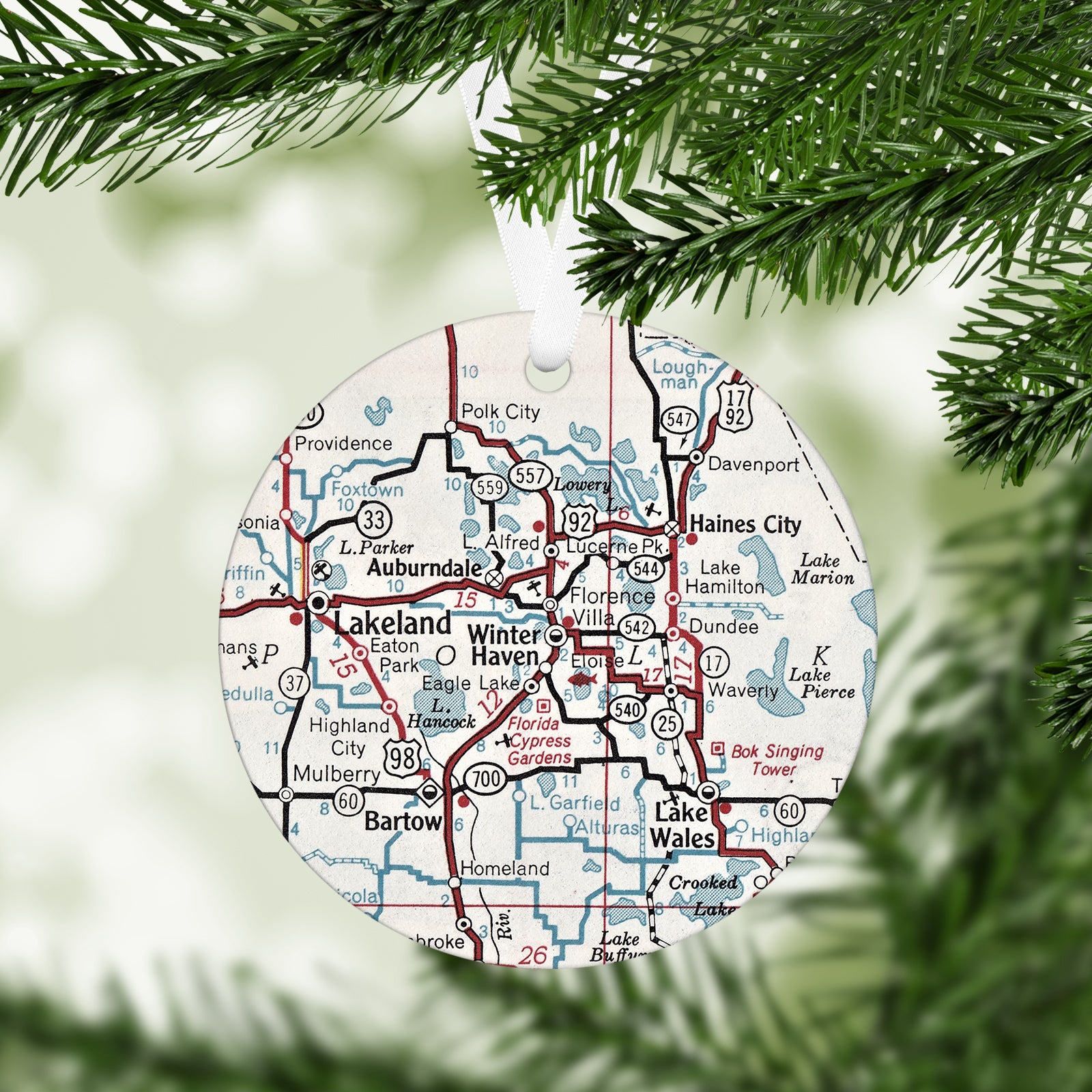 Winter Haven Florida Vintage Map Ornament