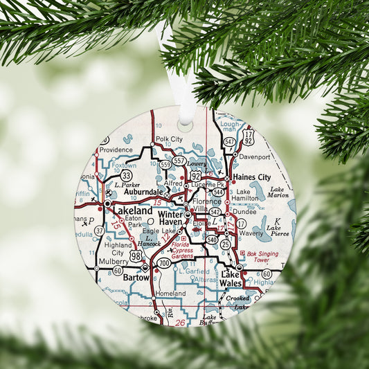 Winter Haven Florida Vintage Map Ornament