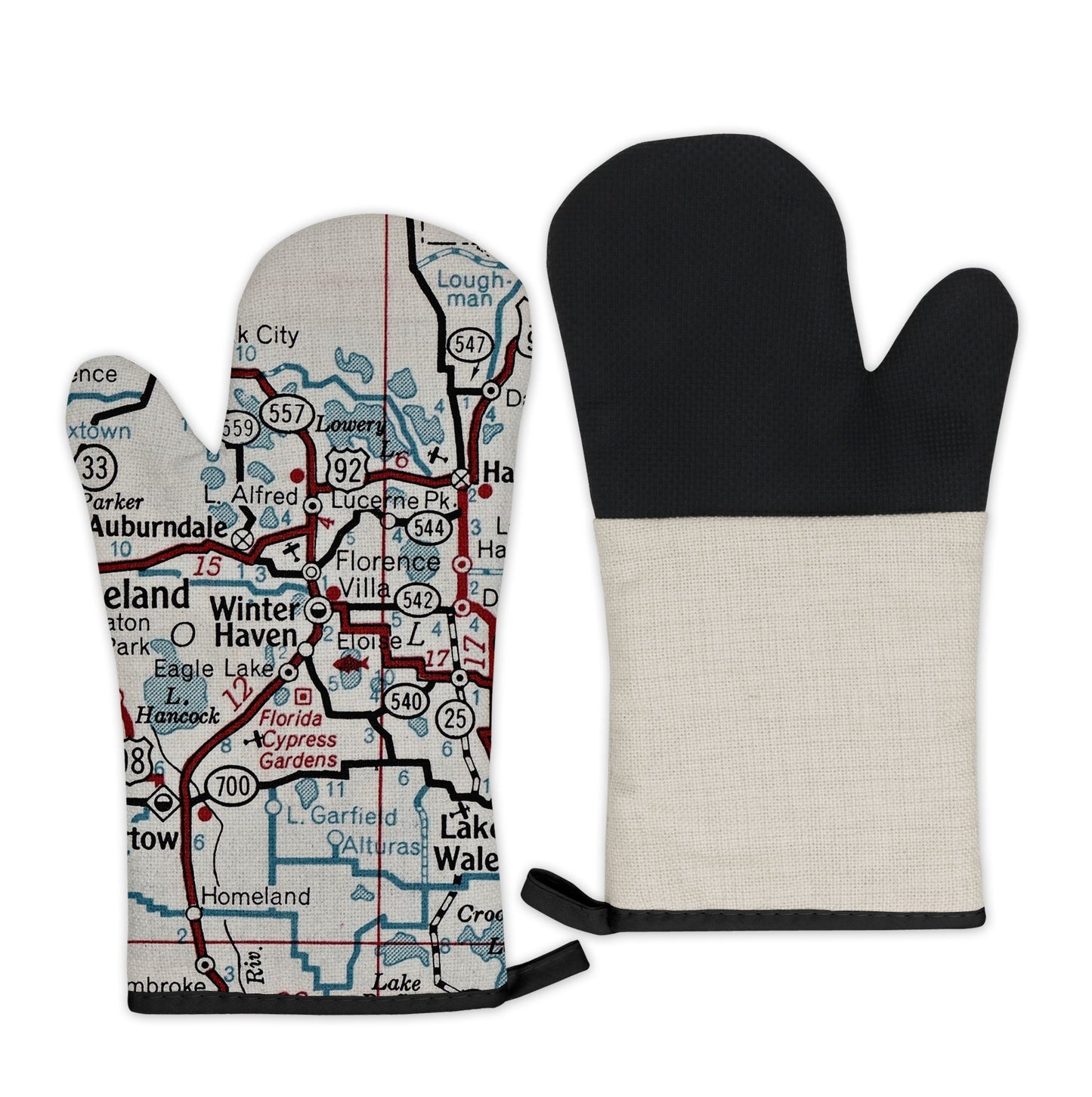 Winter Haven, Florida Map Oven Mitt | Vintage-Inspired Kitchen Gift