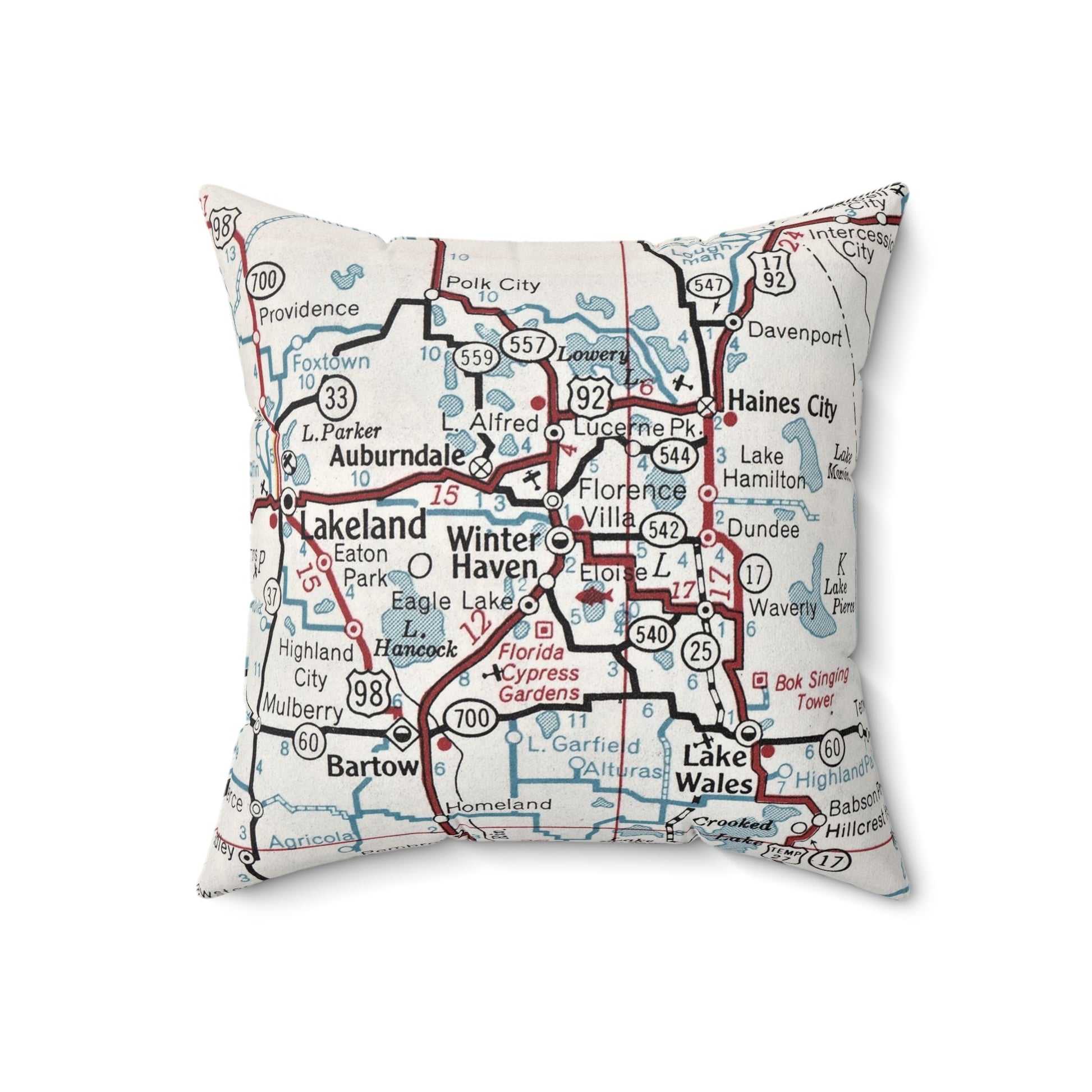 Winter Haven Florida vintage map pillow