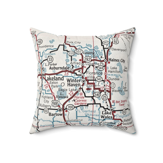 Winter Haven Florida vintage map pillow