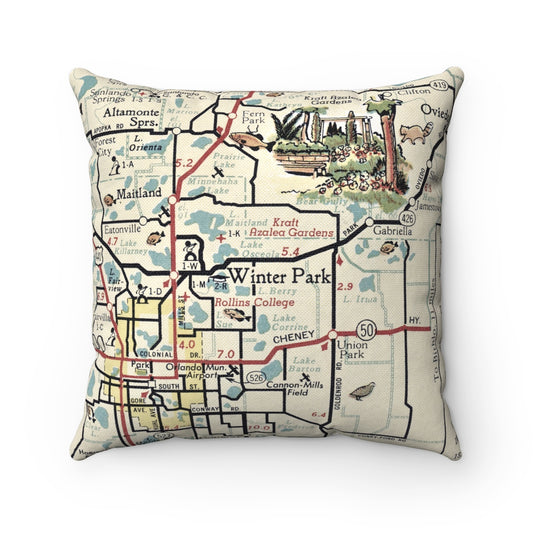 Winter Park Florida vintage map pillow