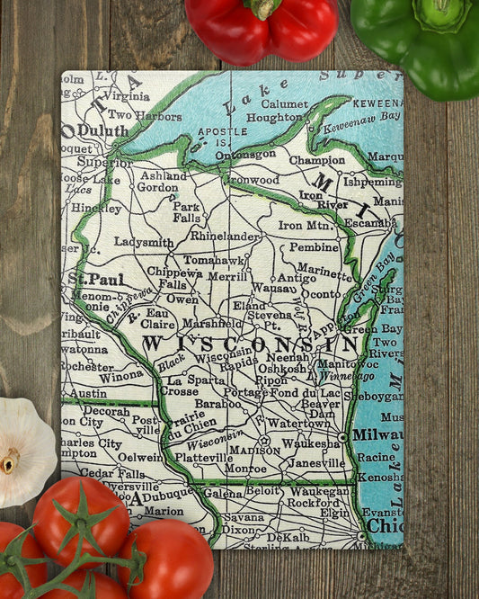 Wisconsin Map Cutting Board | Travel Gift | Kitchen Decor