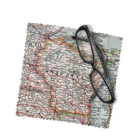 Wisconsin Map Microfiber Lens Cloth | Vintage Wisconsin Screen Cleaner | Midwest Travel Accessory