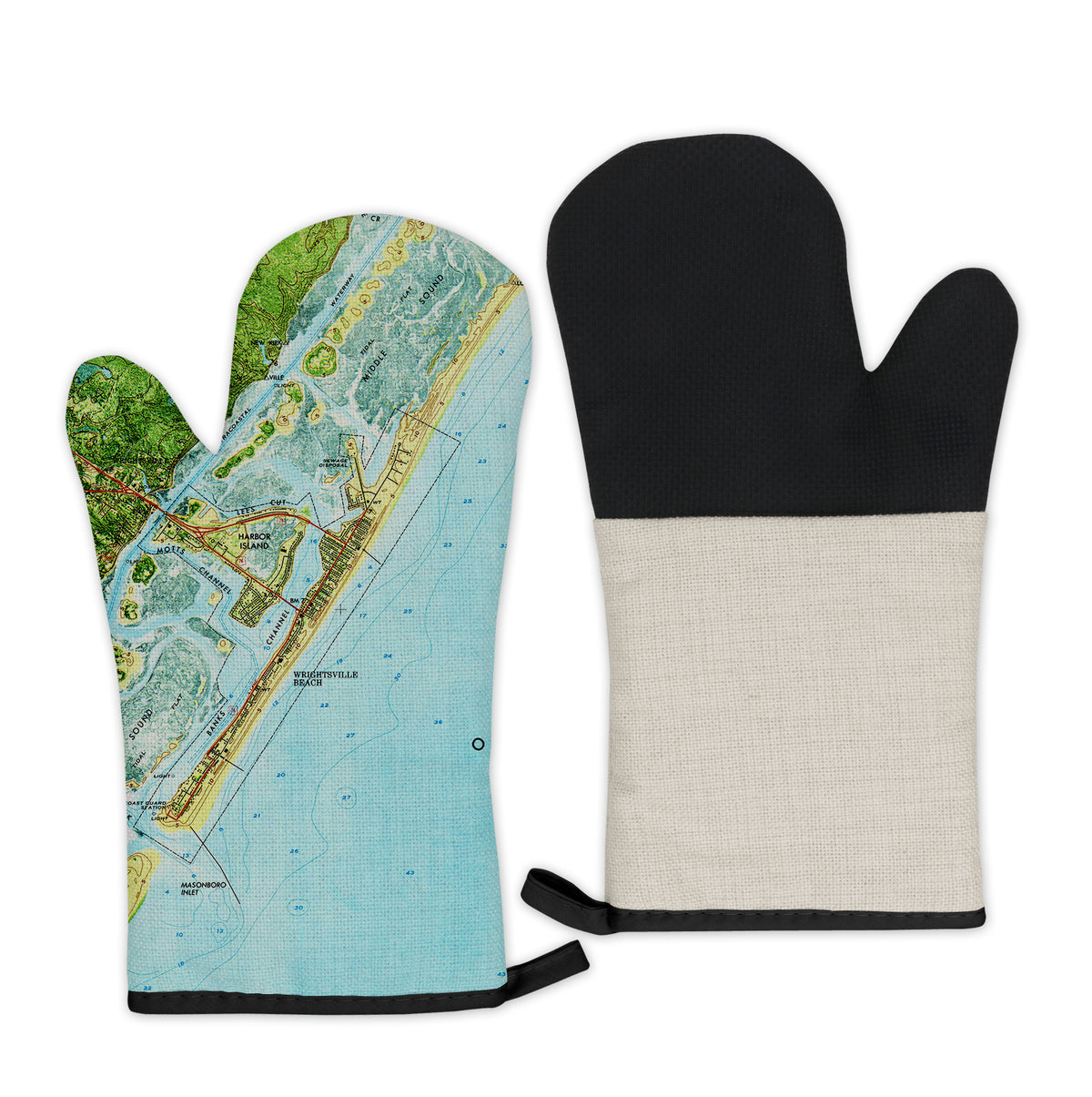 Wrightsville Beach North Carolina Vintage Map Oven Mitt | Kitchen Gift