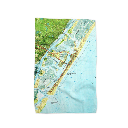 Wrightsville Beach North Carolina Map Kitchen Towel | Coastal Kitchen Gift