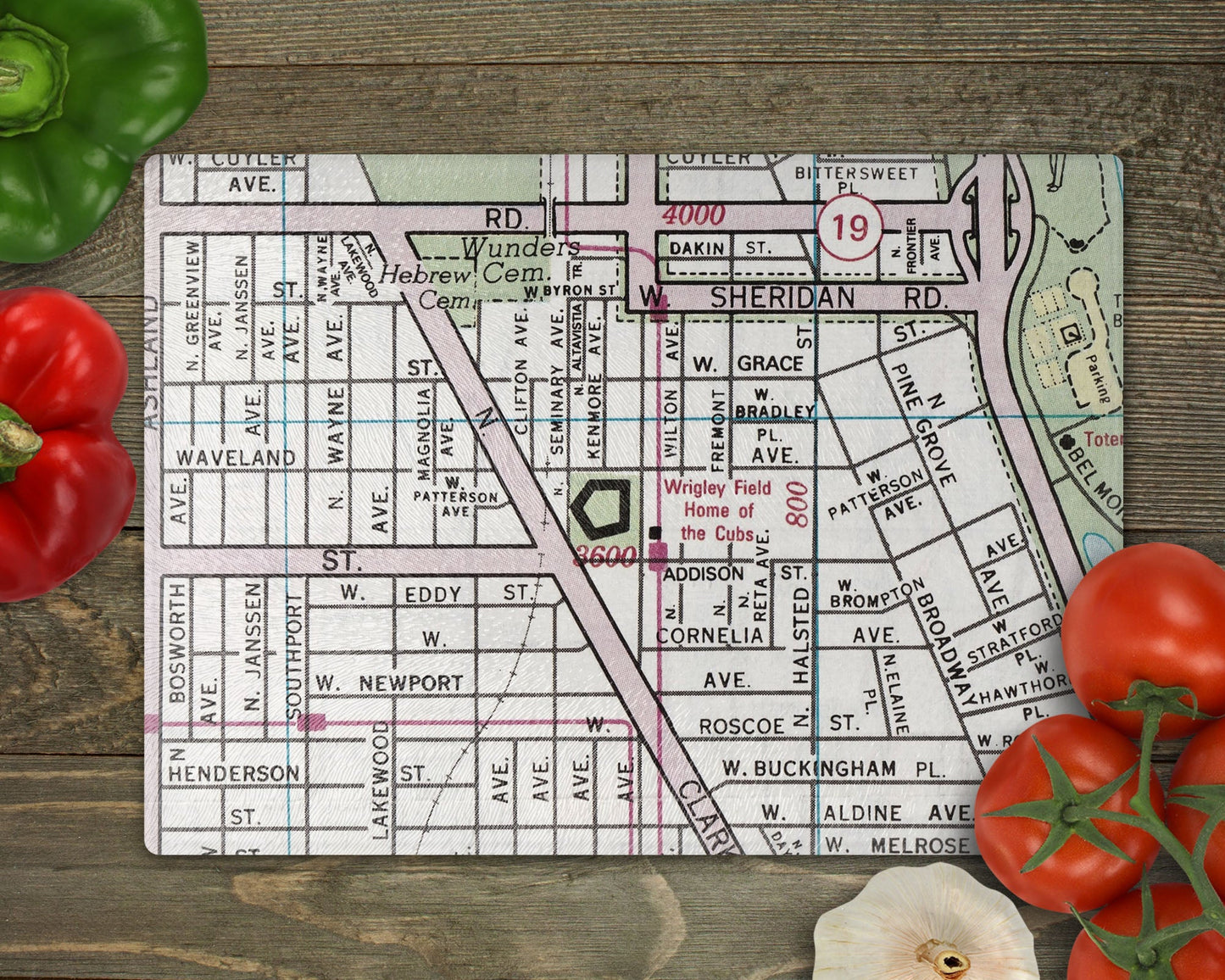 Wrigley Field Map Cutting Board | Travel Gift | Kitchen Decor