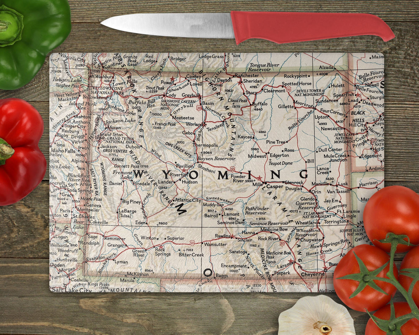 Wyoming Map Cutting Board | Travel Gift | Kitchen Decor