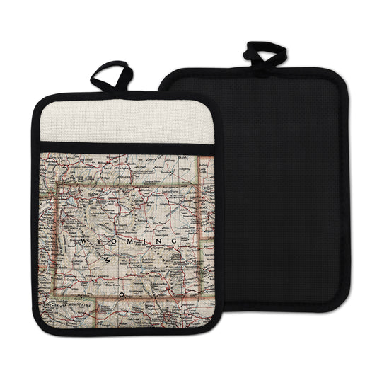 Wyoming vintage map hot pad kitchen decor