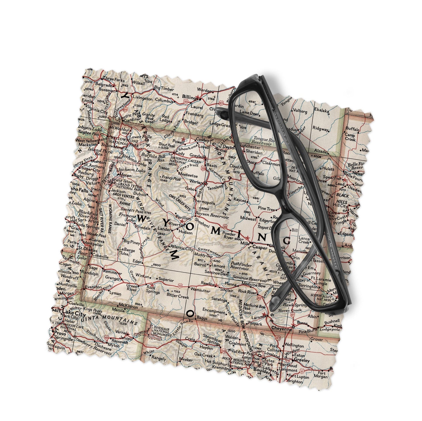 Wyoming Map Lens Cloth | Microfiber Glasses Cleaner | Travel Gift