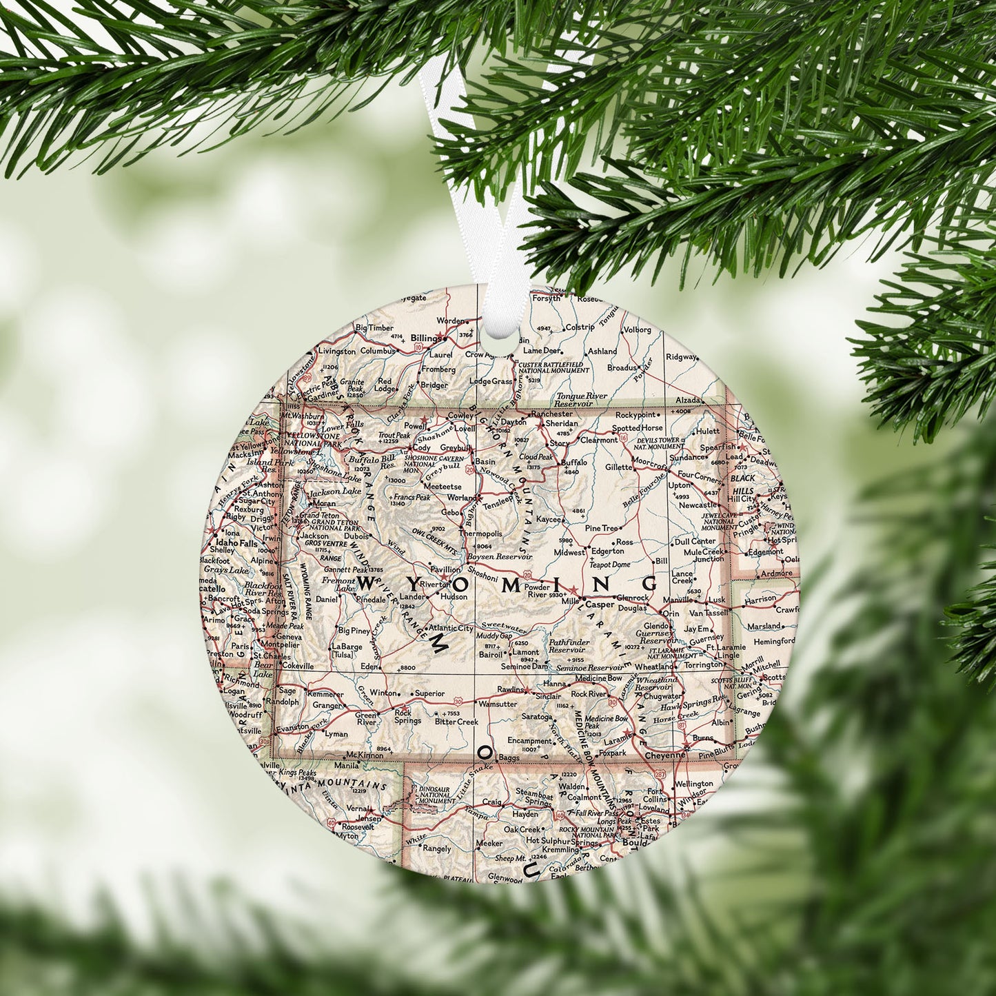 Wyoming Vintage Map Ornament