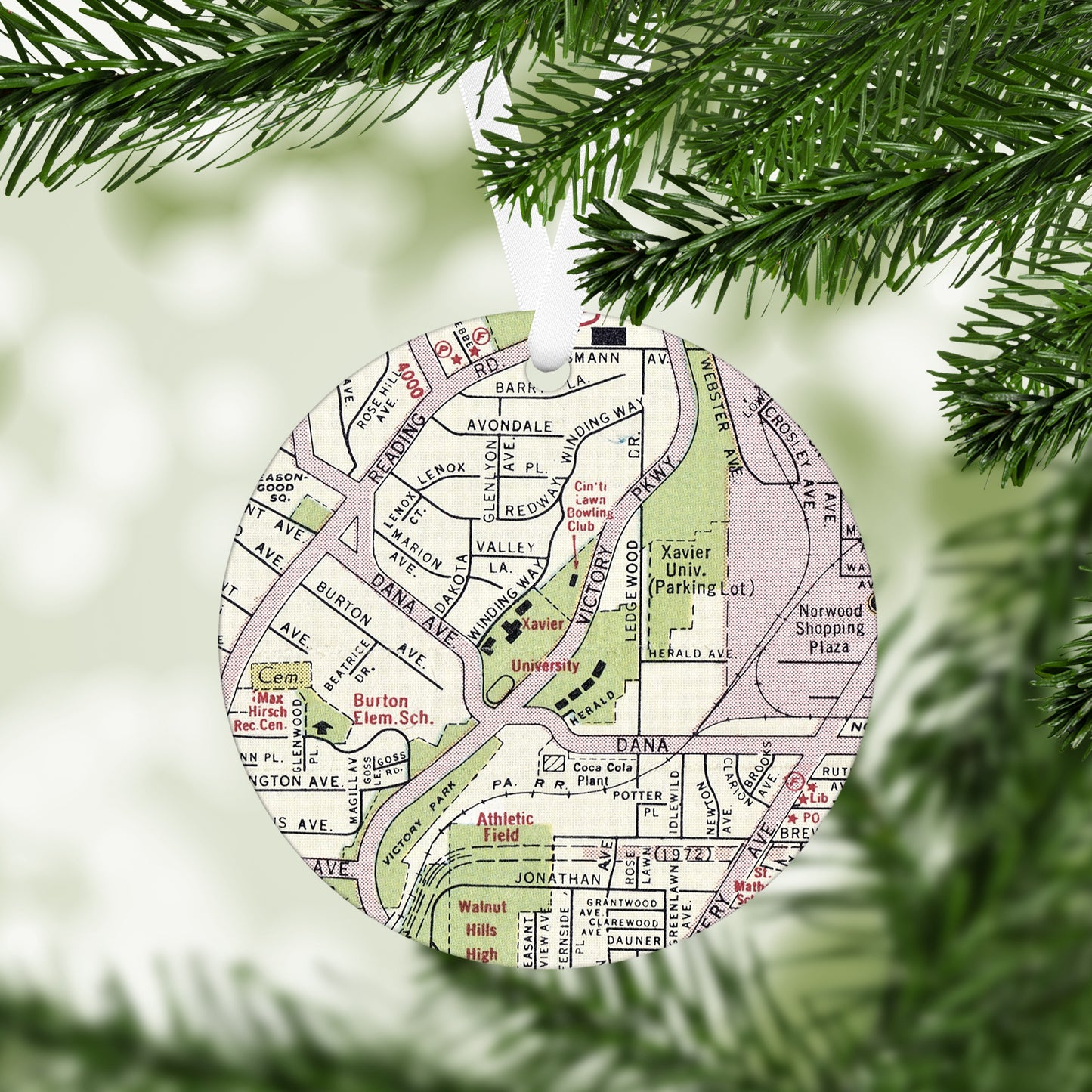 Xavier University, Cincinnati Vintage Map Ornament