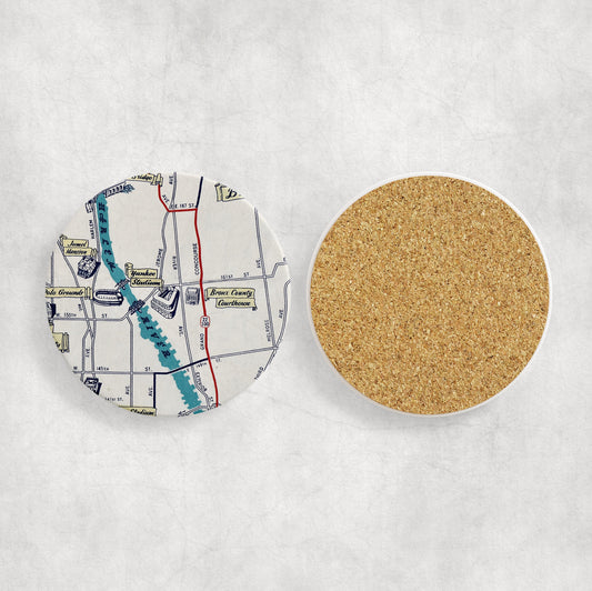Yankee Stadium New York vintage map ceramic coaster with cork backing