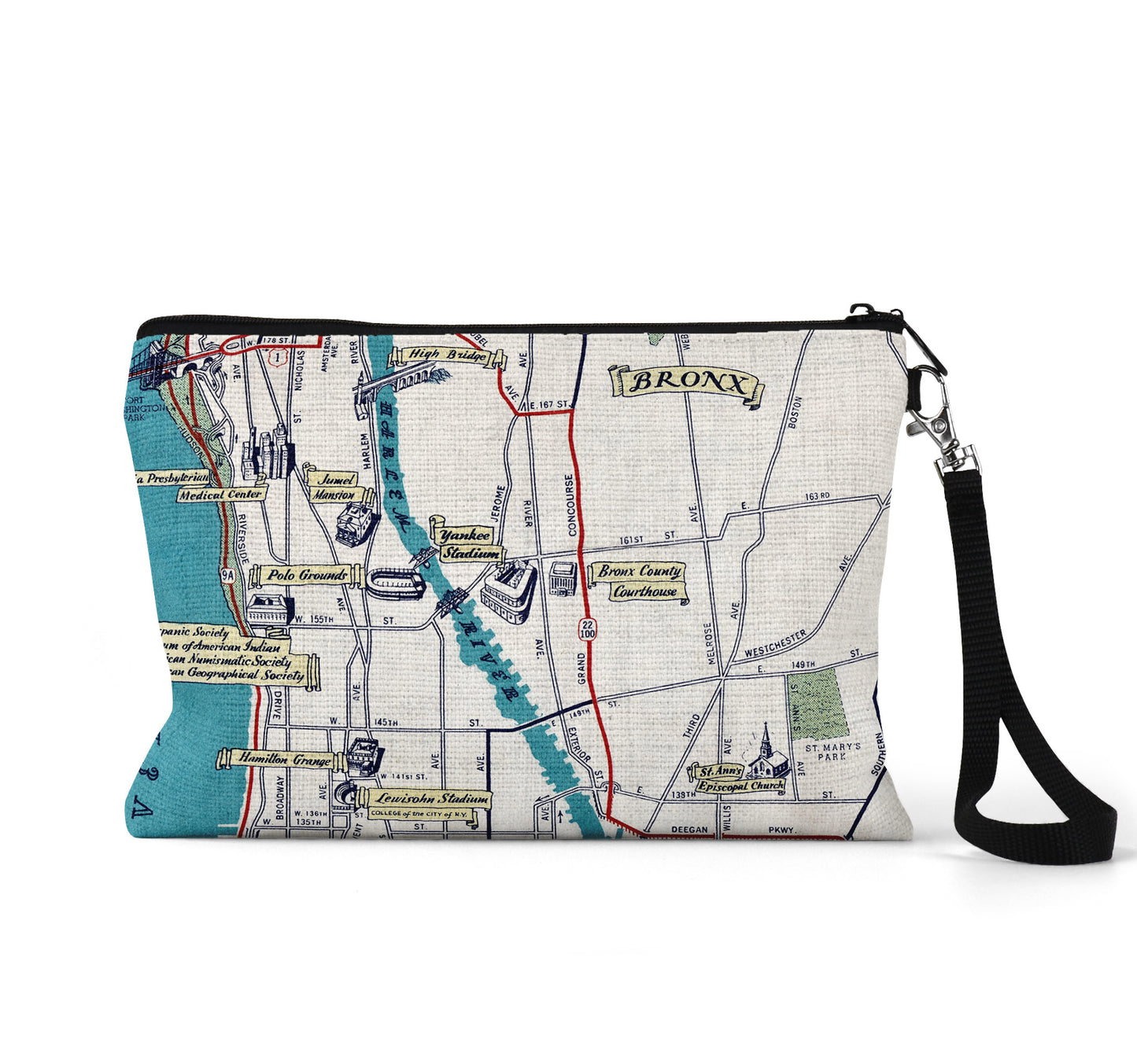 Yankee Stadium map wristlet travel pouch