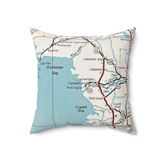 Yankeetown Florida vintage map pillow