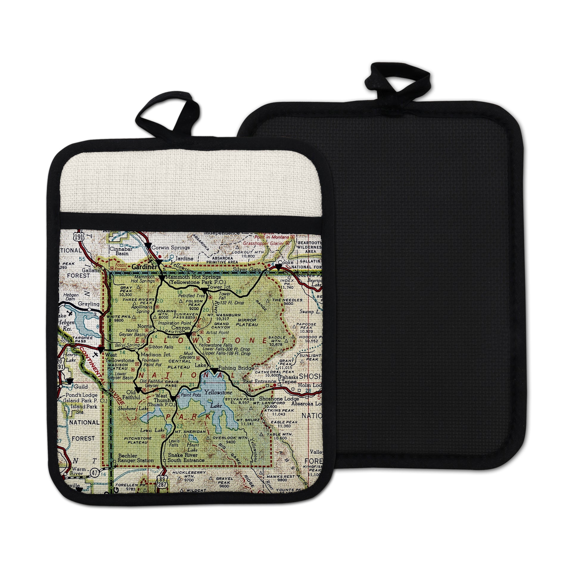 Yellowstone National Park vintage map hot pad kitchen decor