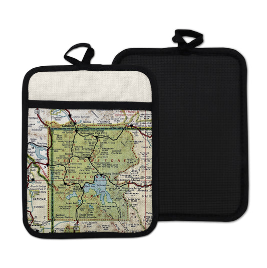 Yellowstone National Park vintage map hot pad kitchen decor
