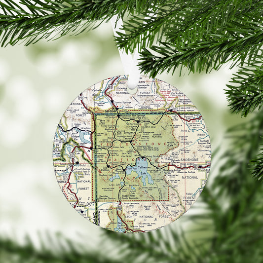 Yellowstone National Park Vintage Map Ornament