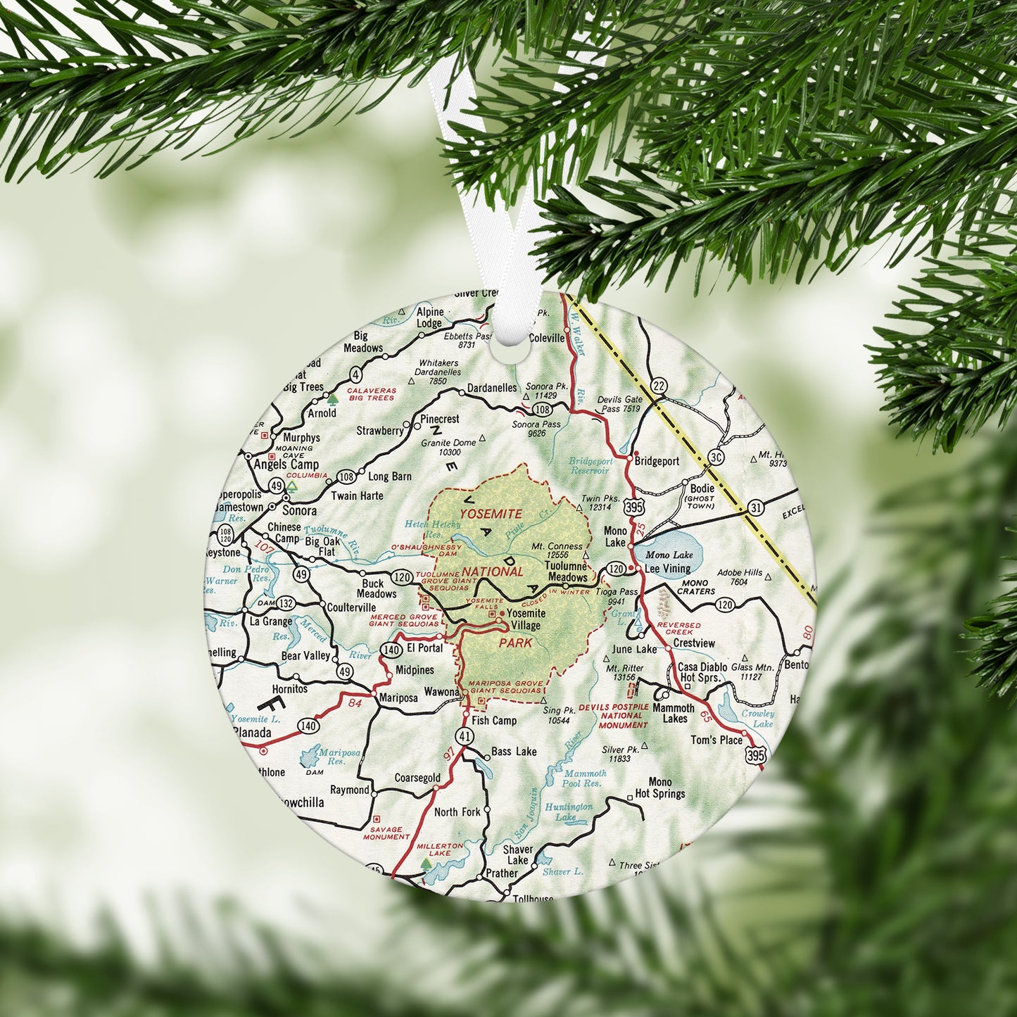 Yosemite National Park Vintage Map Ornament