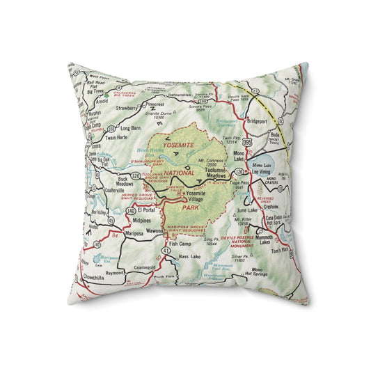 Yosemite National Park vintage map pillow