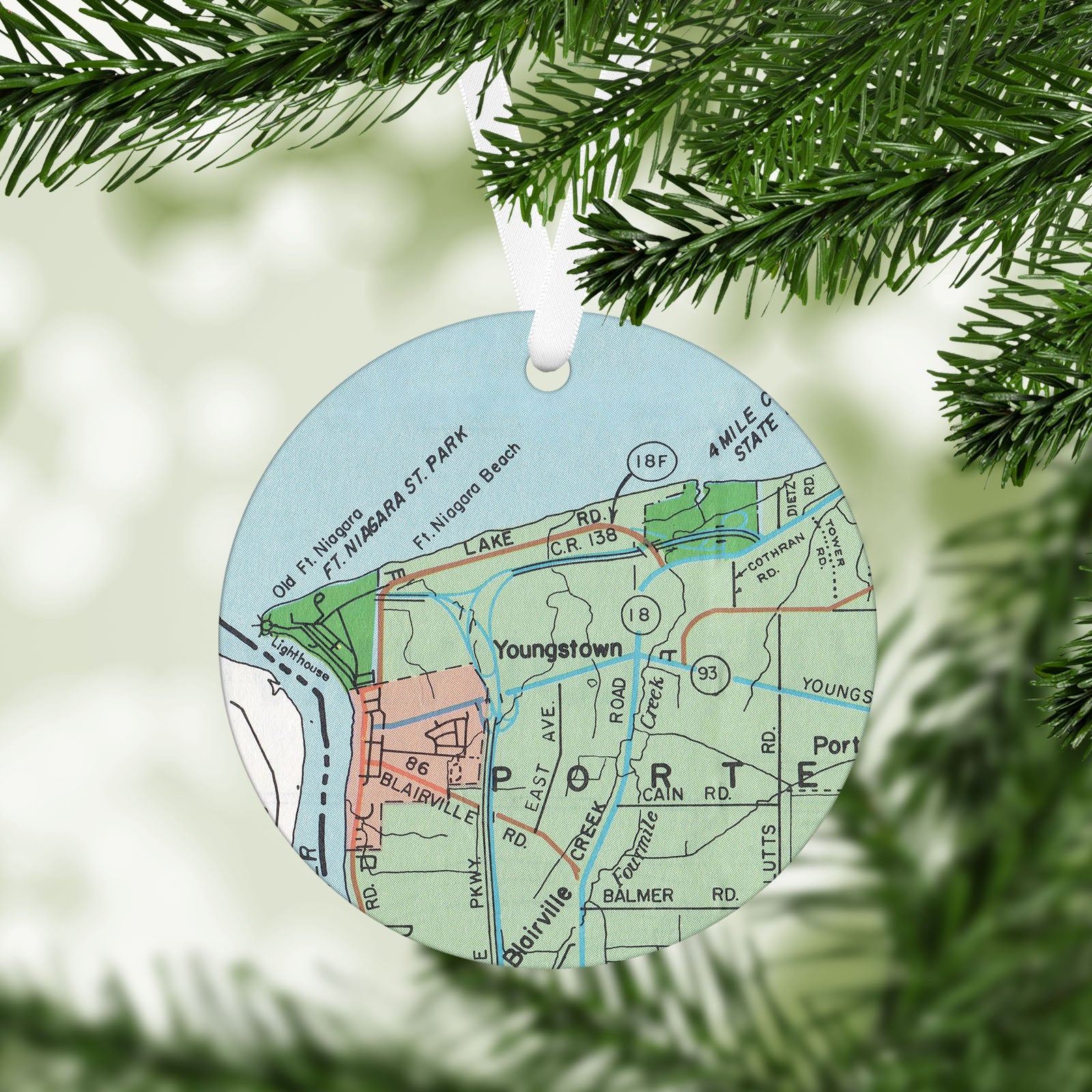 Youngstown New York Vintage Map Ornament
