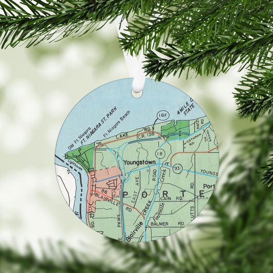 Youngstown New York Vintage Map Ornament