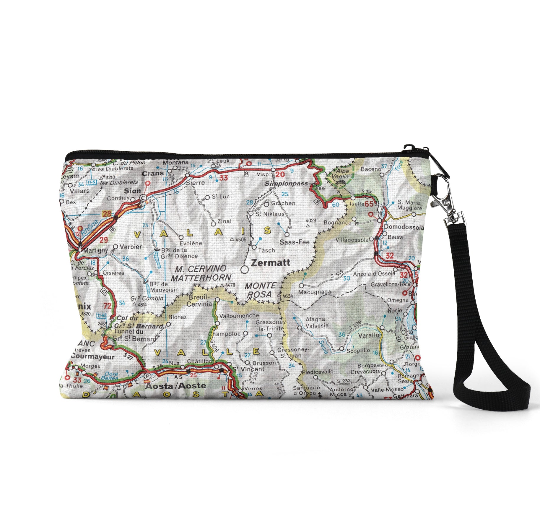Zermatt Switzerland map wristlet travel pouch