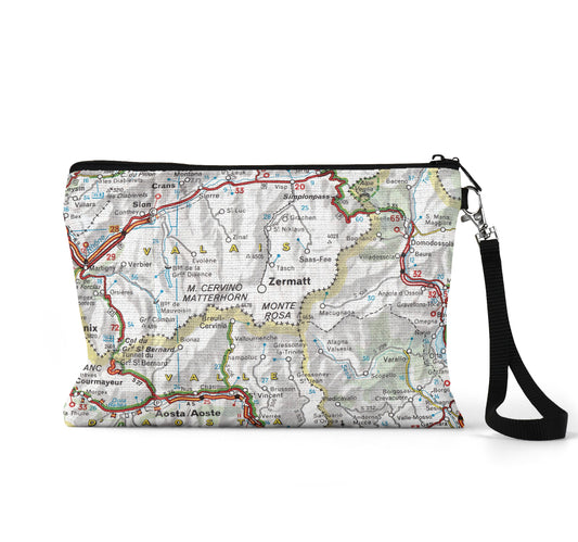 Zermatt Switzerland map wristlet travel pouch