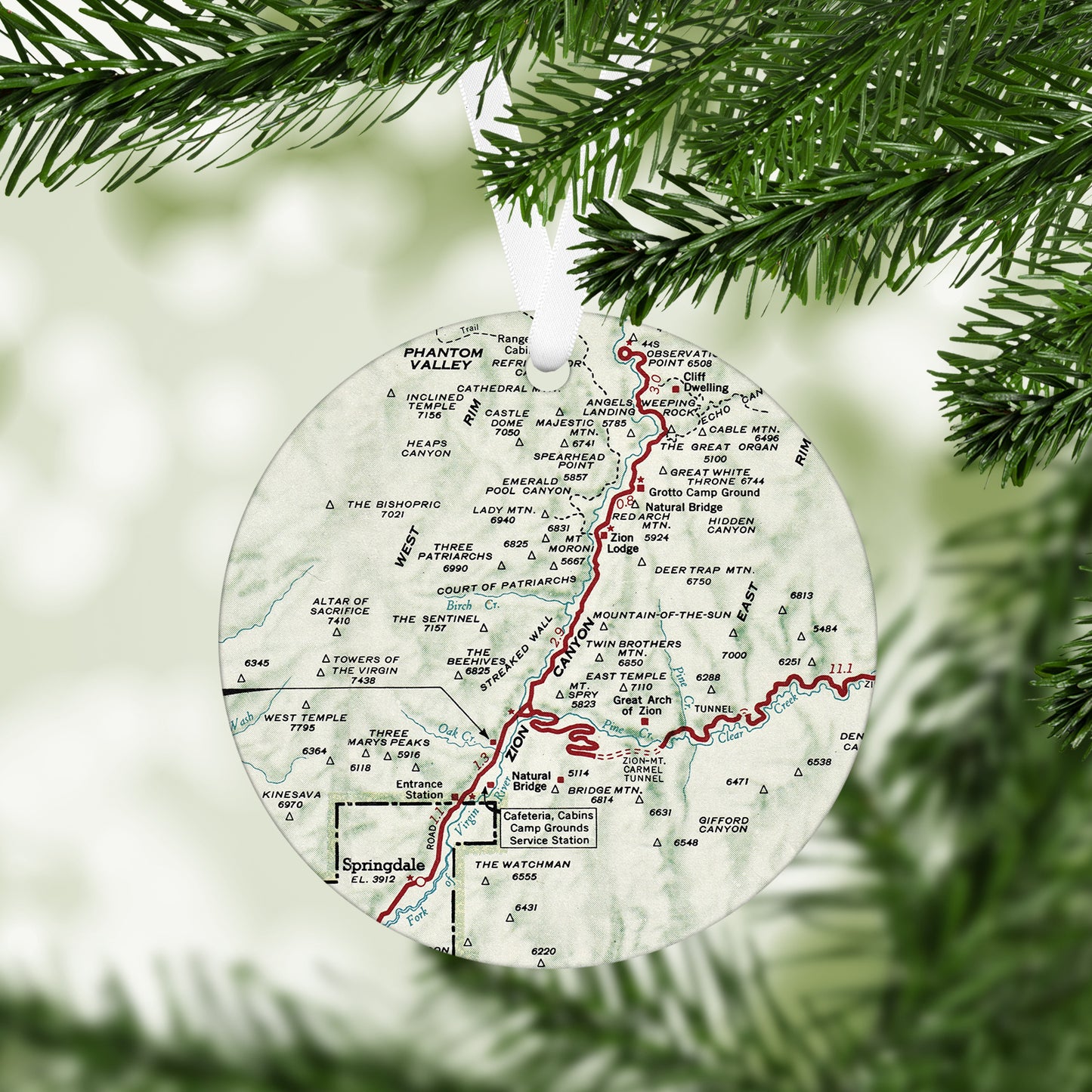 Zion National Park Vintage Map Ornament