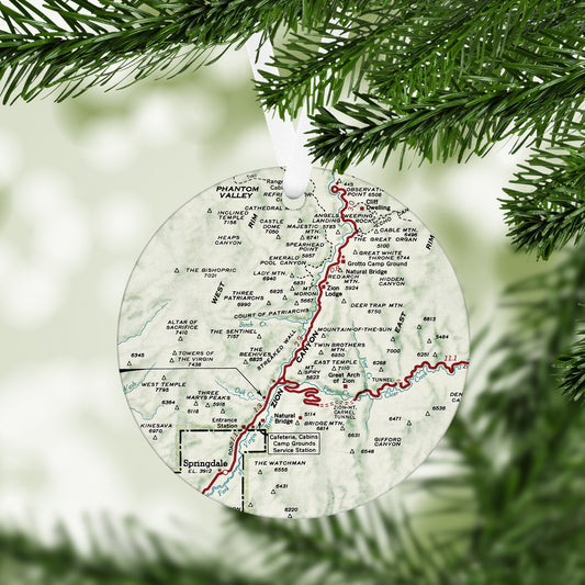 Zion National Park Vintage Map Ornament