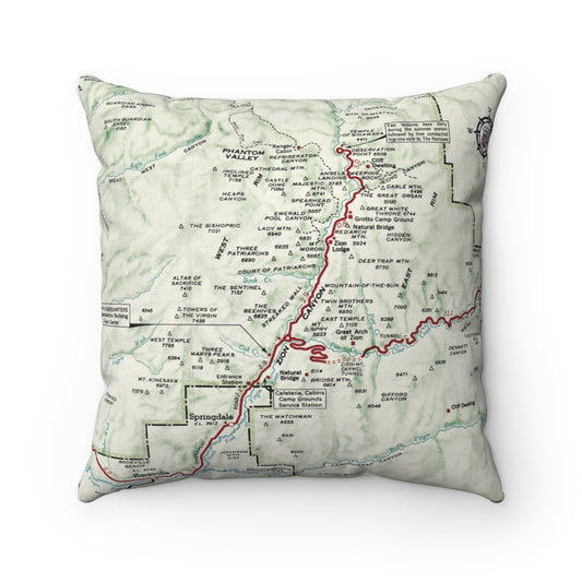 Zion National Park vintage map pillow